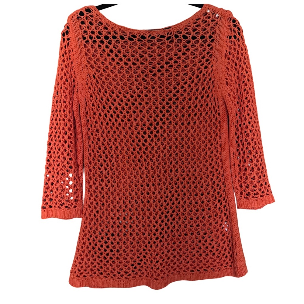 Tribal Orange Open Knit Sweater – Size M